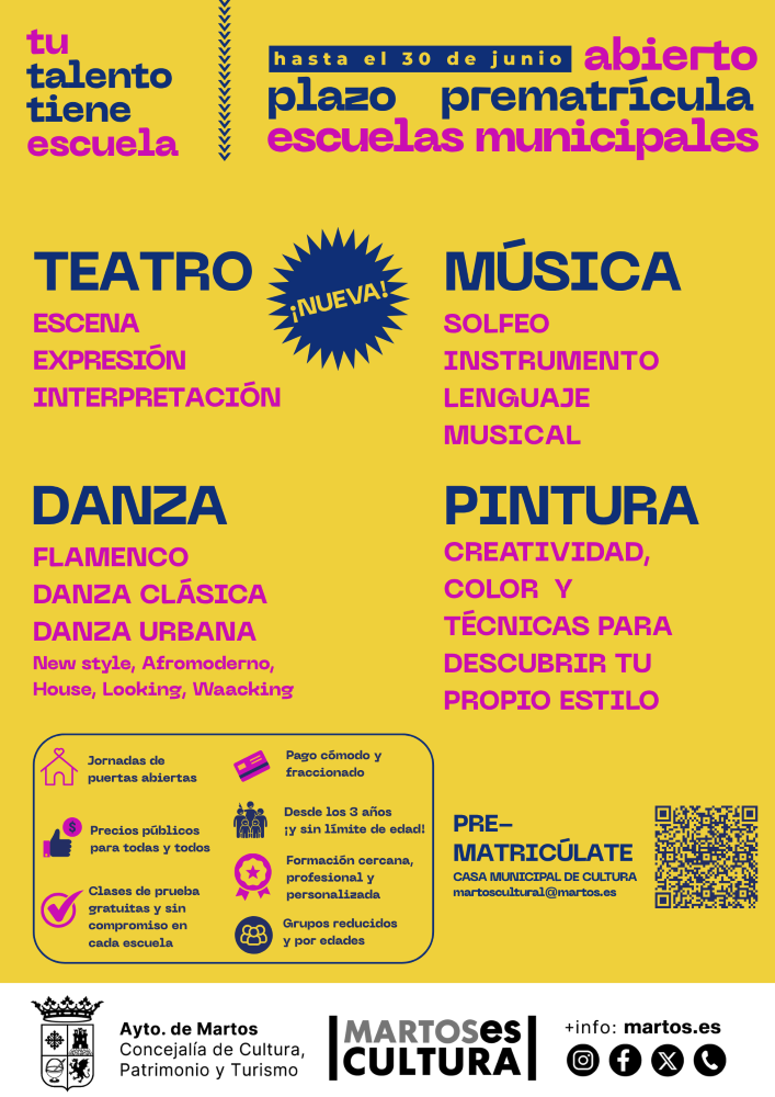Abierto el Plazo de Prematrícula para las Escuelas Municipales