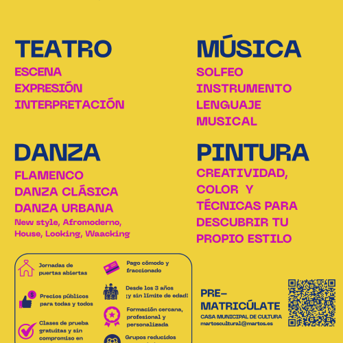 Abrimos el plazo de prematriculación para las escuelas municipales de teatro, danza, pintura y música
