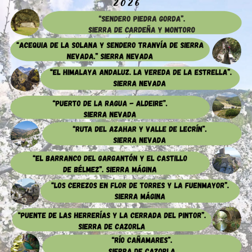El Ayuntamiento oferta diez rutas de senderismo para descubrir la Andalucía natural