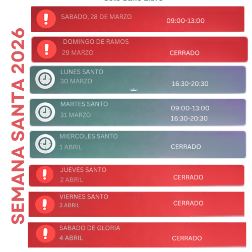 Horarios instalaciones deportivas municipales durante la Semana Santa