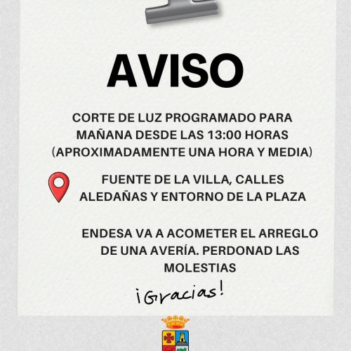 El corte de luz previsto por Endesa para el viernes finalmente se llevará a cabo MAÑANA 29 de DICIEMBRE