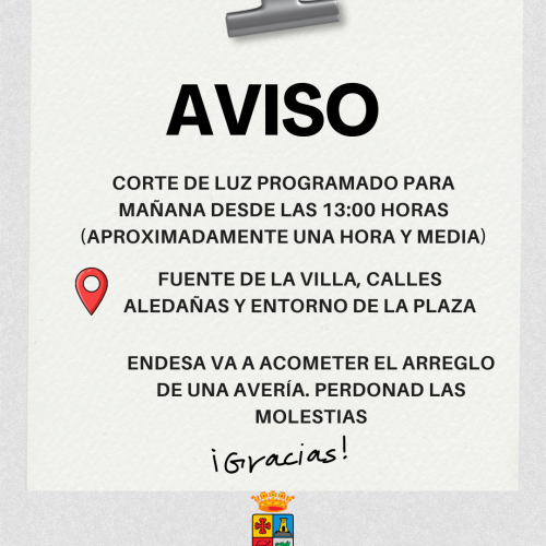 Corte de luz programado previsto para mañana, sábado 27 de diciembre