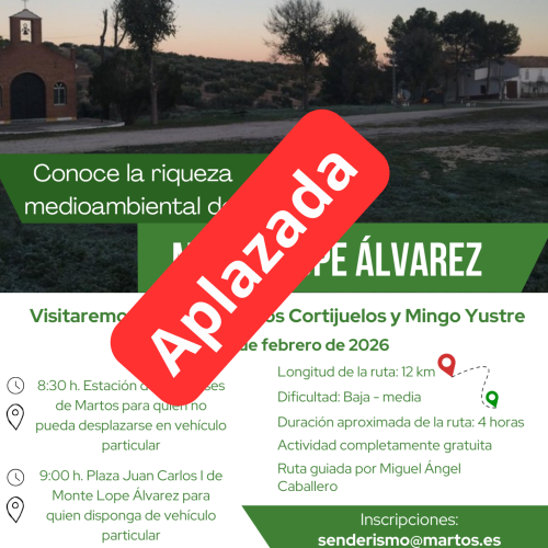 Aplazada la ruta de senderismo del próximo domingo