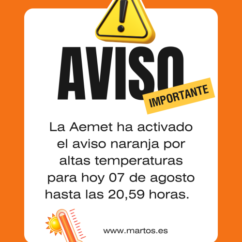 Aviso naranja por altas temperaturas
