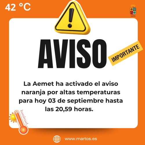 Aviso naranja por altas temperaturas