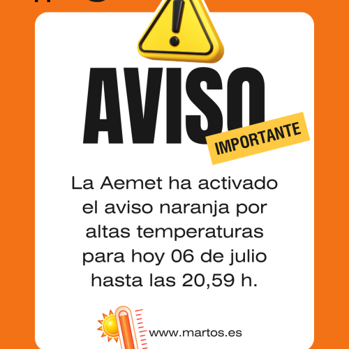 Aviso naranja por altas temperaturas
