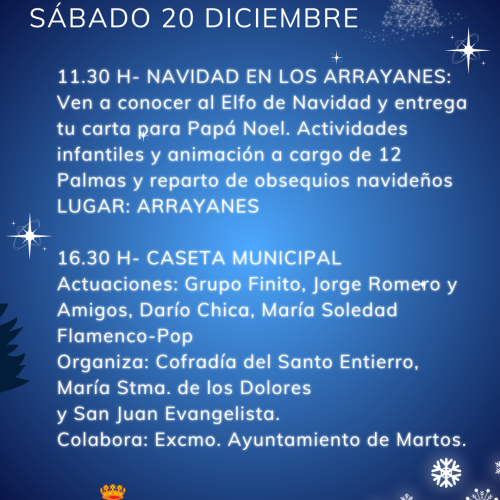 Programación de Navidad para el 20 de diciembre