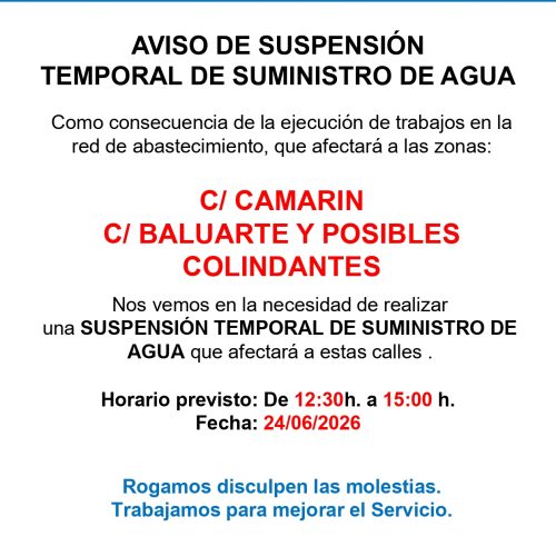 Corte de agua por avería