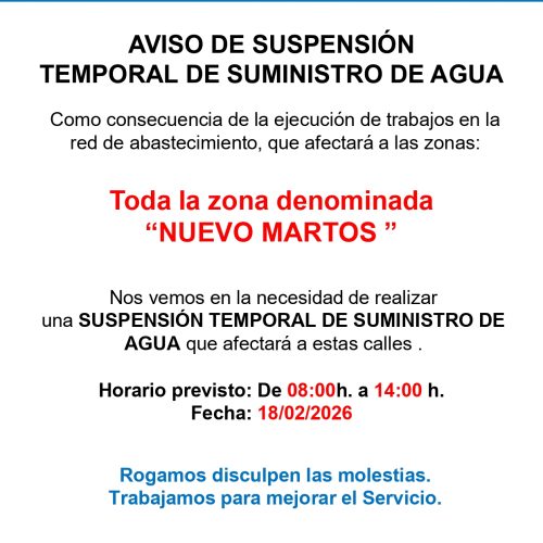 Suspensión en el suministro de agua