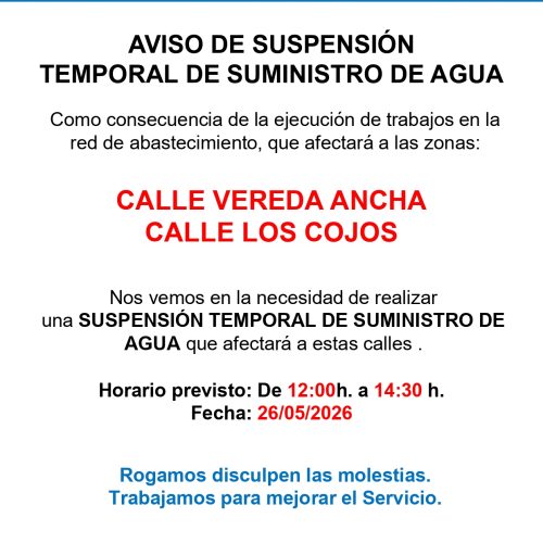 Corte temporal en el suministro de agua