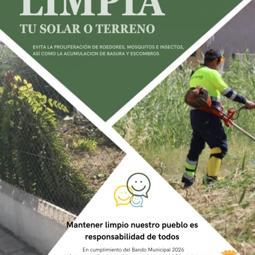 El Ayuntamiento recuerda la obligación de mantener limpios los solares