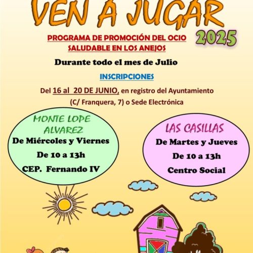 Se abre el plazo de inscripción en el programa Ven a Jugar