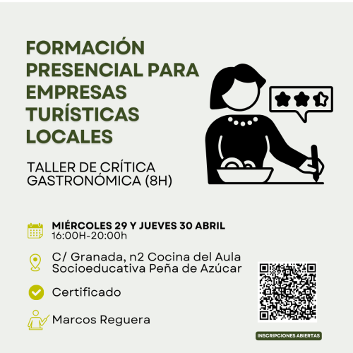 Formación presencial para empresas turísticas y personas interesadas en la gastronomía