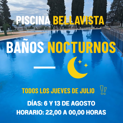 Baños  nocturnos en la piscina municipal Bellavista