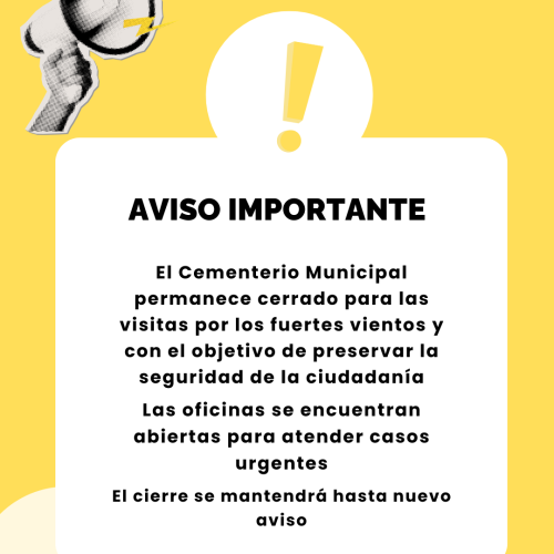 Cerrado el cementerio municipal por el temporal