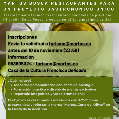 Martos busca restaurantes para un proyecto gastronómico único
