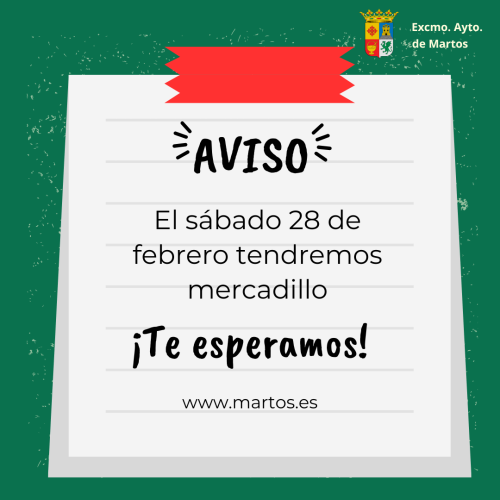 El sábado 28 de febrero tendremos mercadillo