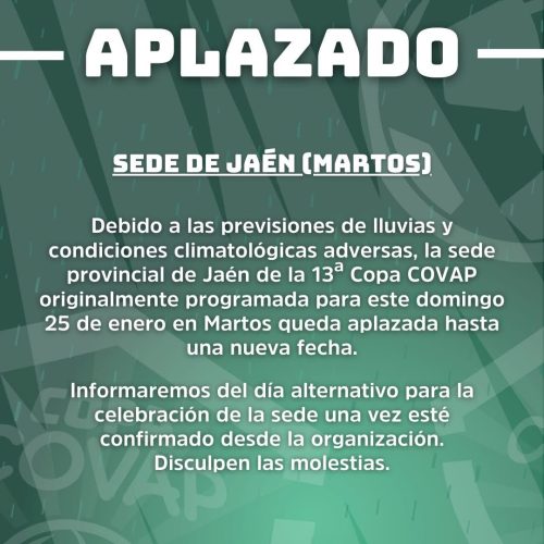 Aplazada la Copa Covap por las condiciones meteorológicas