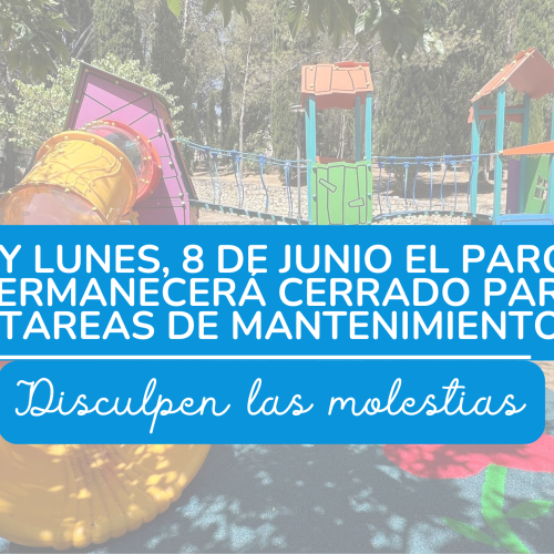 El parque infantil permanecerá cerrado hoy, lunes 8 de junio, por tareas de mantenimiento