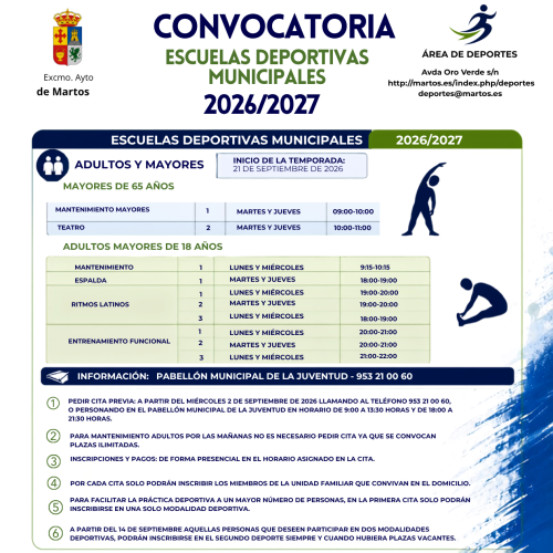 Escuelas Deportivas Municipales para adultos y mayores