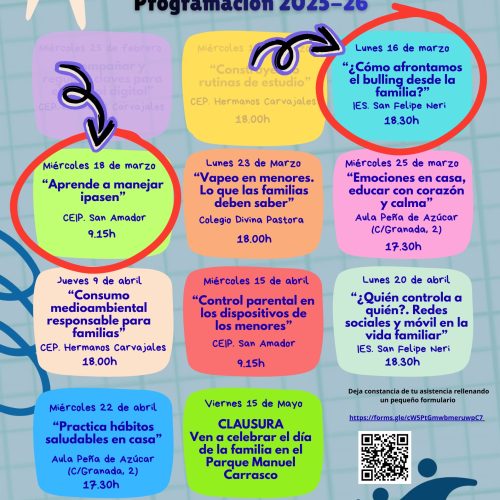 Próximos talleres de la Escuela de Familias