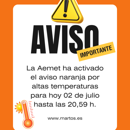 Aviso naranja por altas temperaturas