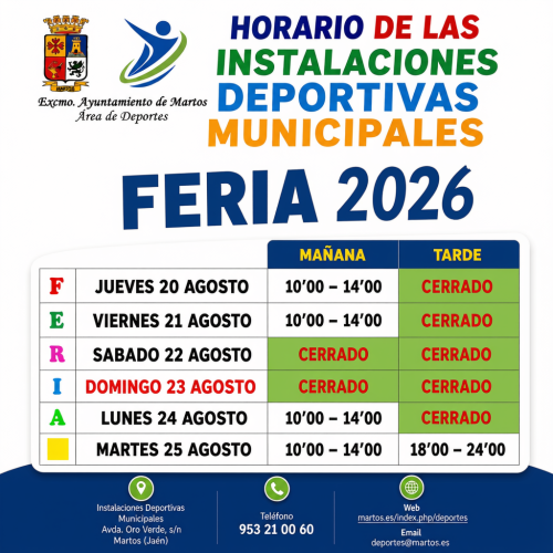 Horario de las instalaciones deportivas durante la Feria de San Bartolomé