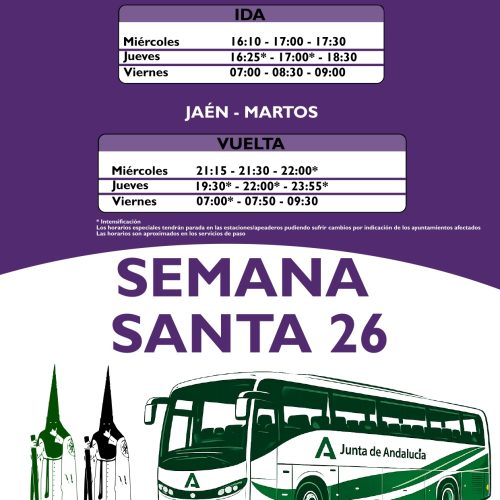 Refuerzo de autobuses interurbanos con motivo de la Semana Santa