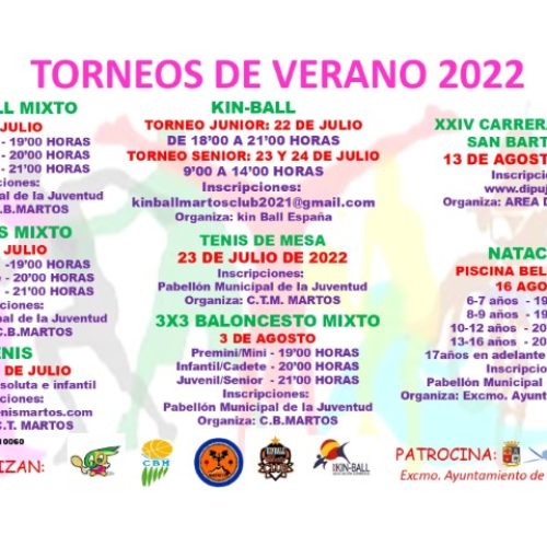 Abierto el plazo para inscribirse en los Torneos de Verano 2022